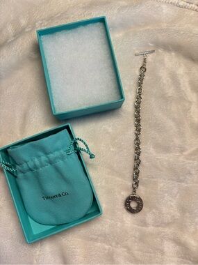 Tiffany & Co. Sterling Silver Toggle Charm Bracelet with Blue Box and Pouch